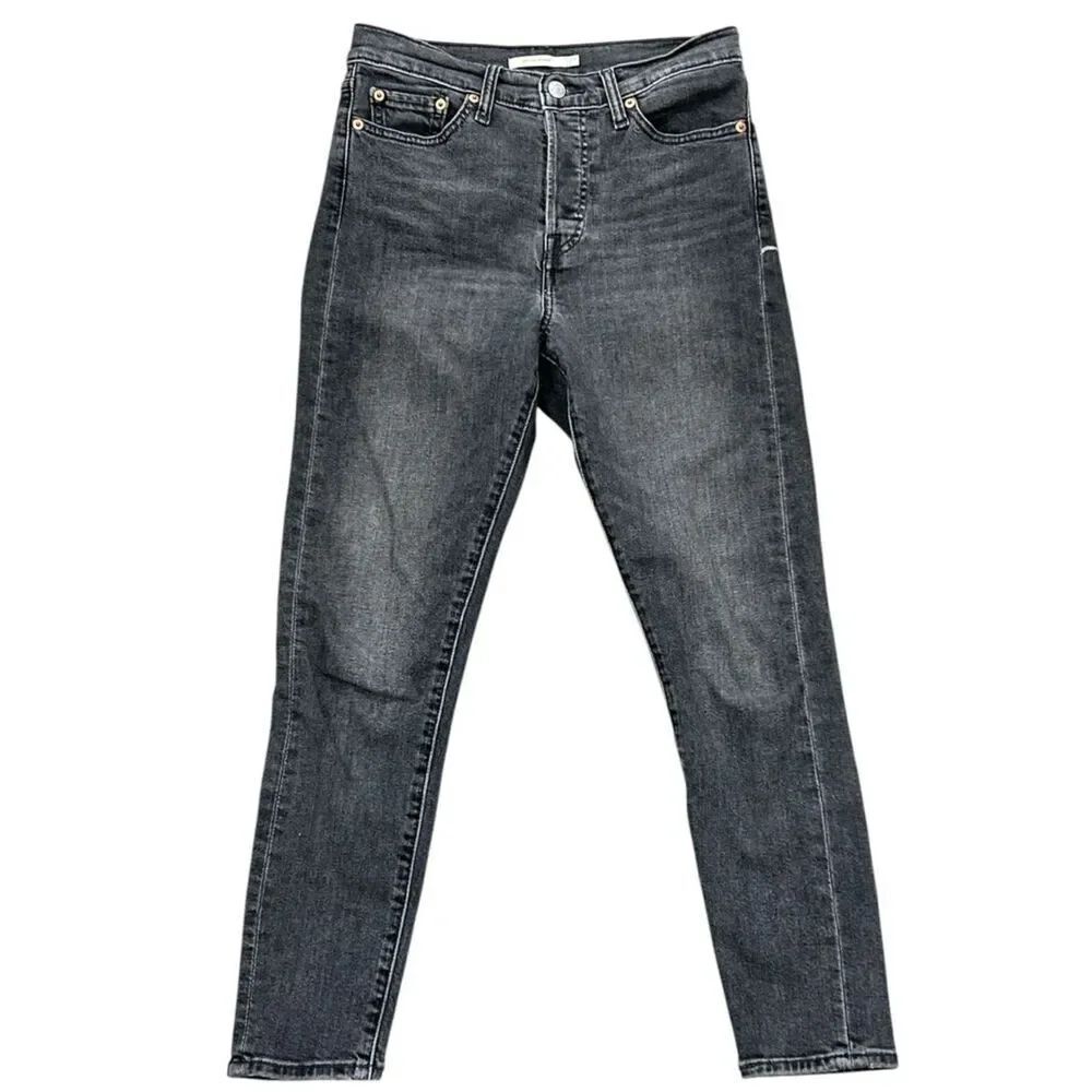 Levi's Button Fly Wedgie Skinny Jeans in Faded Black/Charcoal Denim